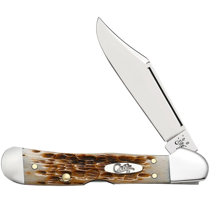 Case Amber Bone Peach Seed Jig Mini CopperLock 00133 Knife