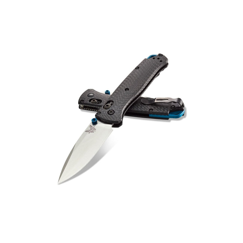 Load image into Gallery viewer, Benchmade Bugout Drop Point one over the other in both the open and closed position.
