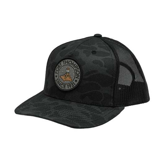 Fort Thompson Woven Patch Cap in the color Black Camo.