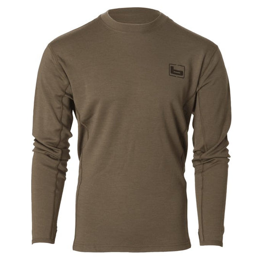 Banded Base Wool Crew Top Long Sleeve Shirt Men's Shirt in the color Chocolate.