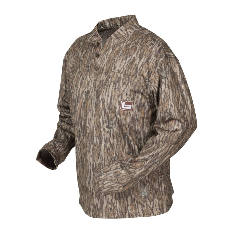 Load image into Gallery viewer, Banded TEC Fleece Henley Long Sleeve Shirt Mens Shirts- Fort Thompson
