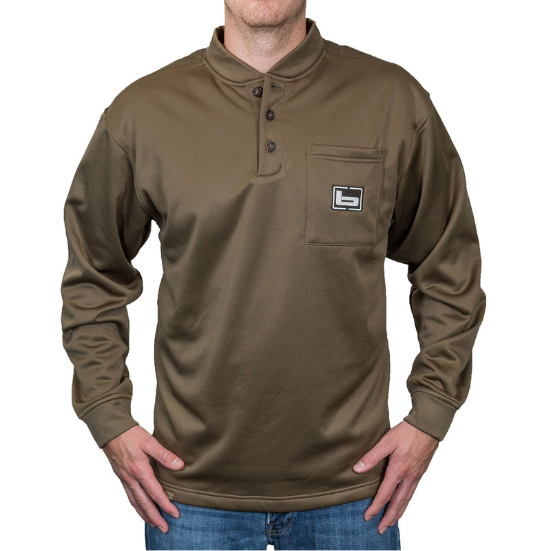Load image into Gallery viewer, Banded TEC Fleece Henley Long Sleeve Shirt Mens Shirts- Fort Thompson
