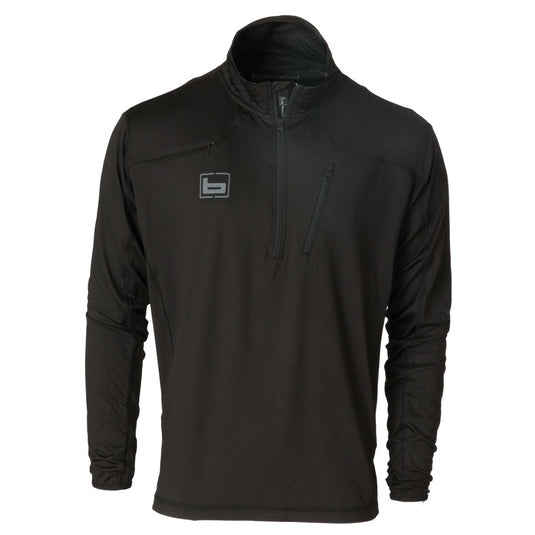 Front view of the Banded TEC Stalker 1/4 Zip Pullover in the color black featuring a grey Banded logo.