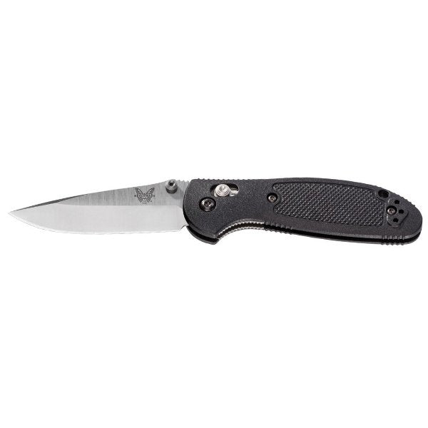 Benchmade Pardue Mini DPT Griptilian Axis Knife 556-S30V Knife with a black handle and the Benchmade logo on the blade. 