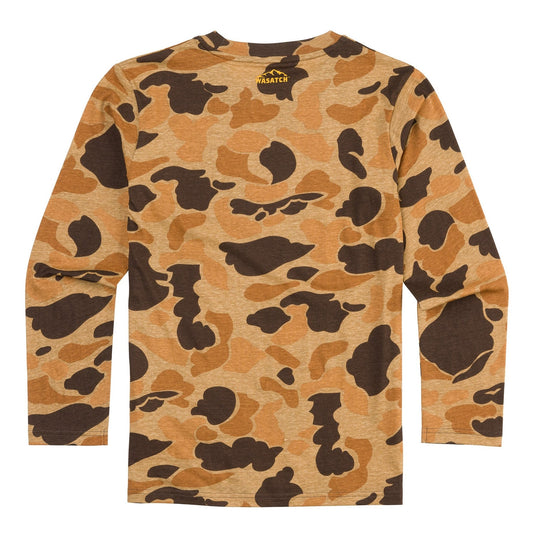 Back view of the Browning Wasatch Youth Long Sleeve Shirt in the color Vintage Tan.