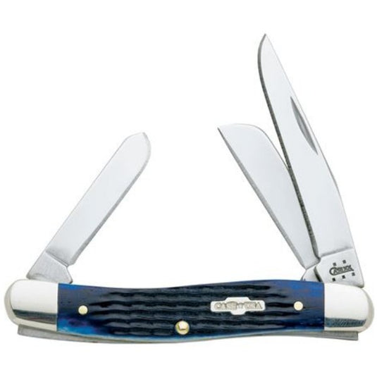 Case 02801 Medium Stockman Folding Pocket Knife with Navy Blue Jigged Handle Knives- Fort Thompson