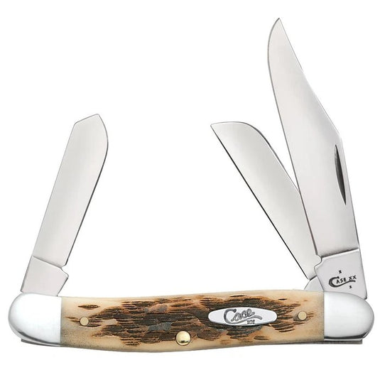 Case Amber Bone Peach Seed Jig Stockman 00128 Knife Knives- Fort Thompson