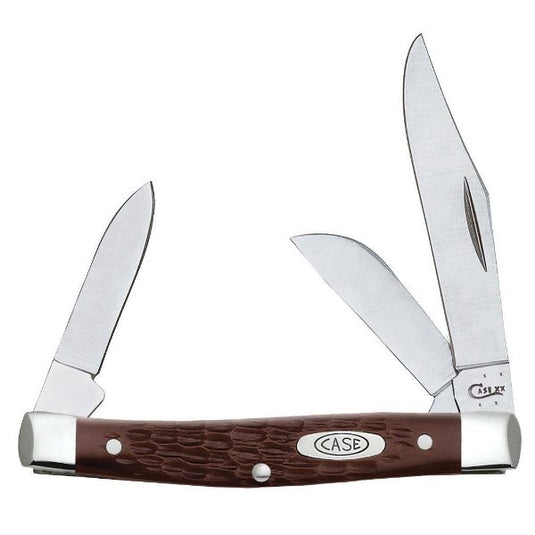 Case Brown Medium Stockman 2.5" Plain Edge Clip, Sheepfoot and Pen Stainless Steel Blades Knife 00106 Knives- Fort Thompson