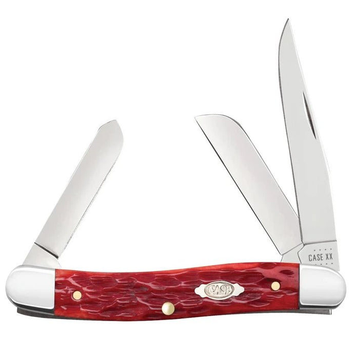 Case Dark Red Bone Peach Seed Jig Chrome Vanadium Medium Stockman 31951 Knife Knives- Fort Thompson