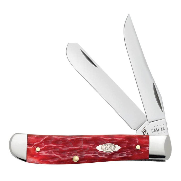 Case Peach Seed Jig Dark Red Bone CS Mini Trapper Knife 31952 Knives- Fort Thompson