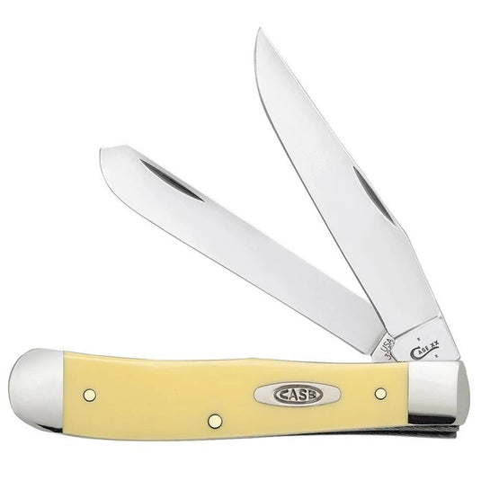Case Smooth Yellow Synthetic Chrome Vanadium Trapper 00161 Knife Knives- Fort Thompson