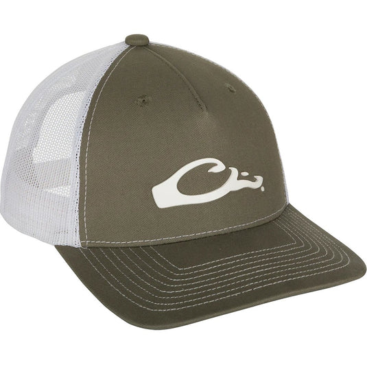 Drake 5-Panel Slick Logo Cap in the color Olive featuring a white Drake logo.