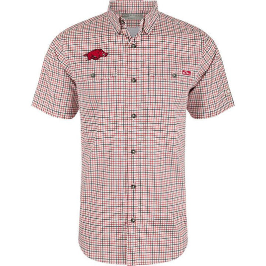 Drake Arkansas Hunter Creek Windowpane Plaid Short Sleeve Shirt Mens Shirts- Fort Thompson