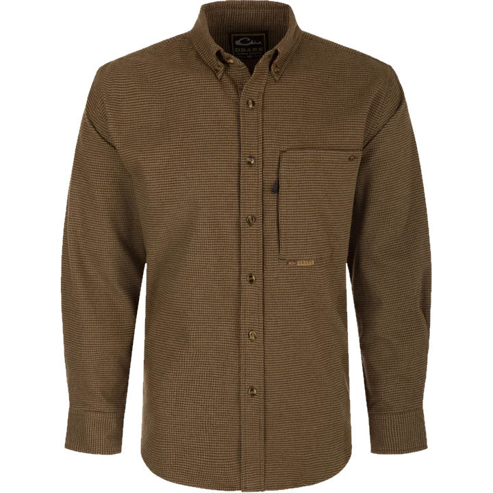Load image into Gallery viewer, Drake Autumn Brushed Twill Houndstooth Long Sleeve Shirt Mens Shirts- Fort Thompson
