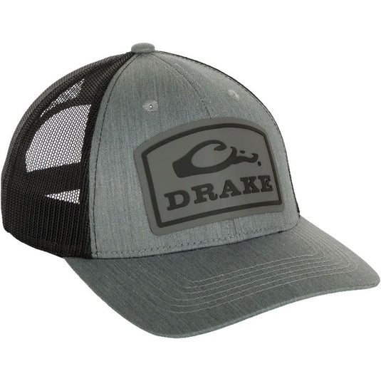 Drake Badge Logo Mesh Cap in grey with a black breathable mesh back and an embroidered Drake logo on the front.