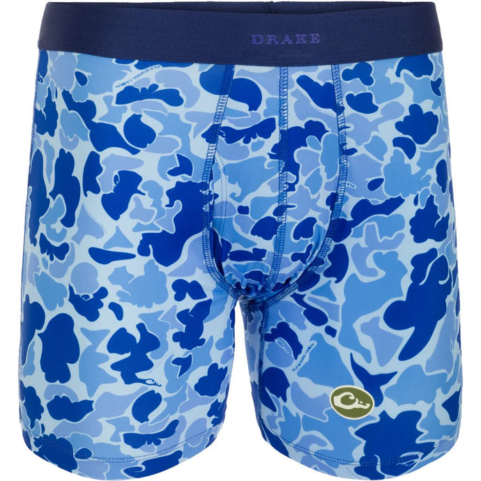Drake Commando Boxer Brief Old School Underwear in the color Surfing Blue.