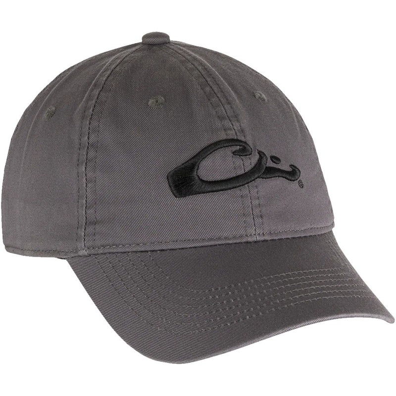 Load image into Gallery viewer, Image of grey hat with Drake logo. 

