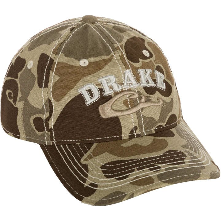 Load image into Gallery viewer, Drake Distressed 6-Panel Ball Cap in the color Old School Timber
