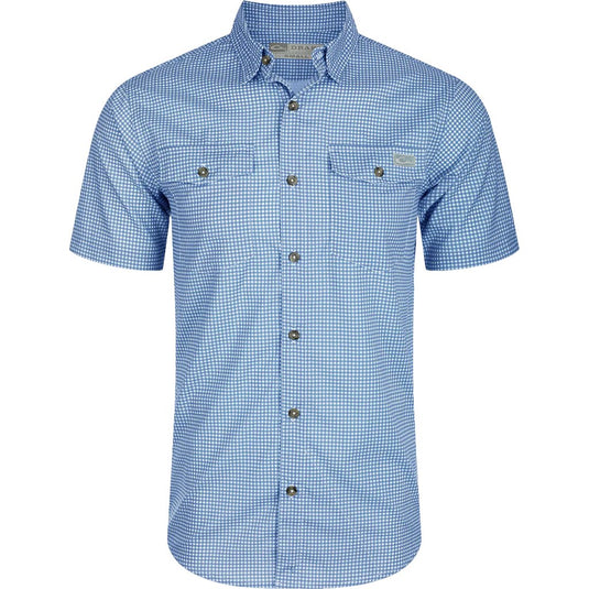 Drake Frat Gingham Check Shirt S/S in the color Marina Blue.