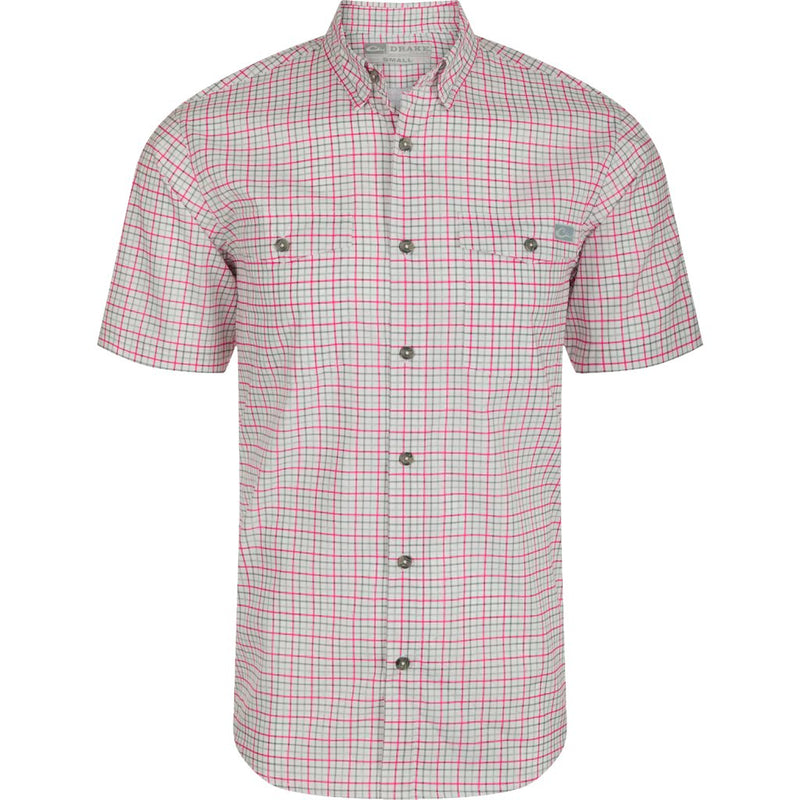 Load image into Gallery viewer, Drake Frat Tattersall Shirt S/S in the color Pink Yarrow.
