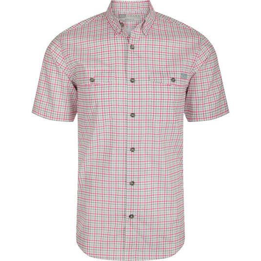Drake Frat Tattersall Shirt S/S in the color Pink Yarrow.