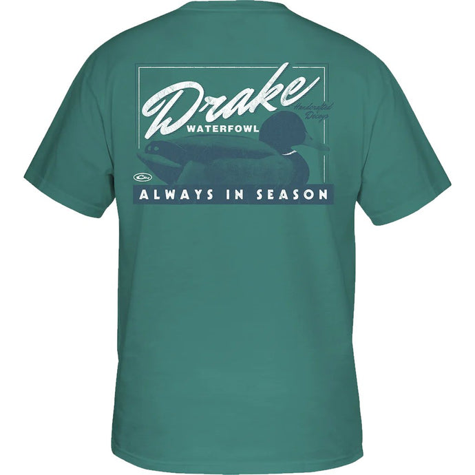 Drake Handcrafted Decoy Short Sleeve T-Shirt in the color Canton featuring a Drake Waterfowl logo.