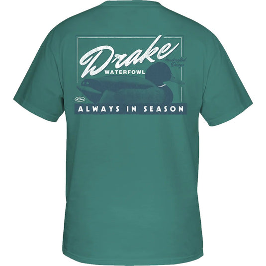 Drake Handcrafted Decoy Short Sleeve T-Shirt in the color Canton featuring a Drake Waterfowl logo.