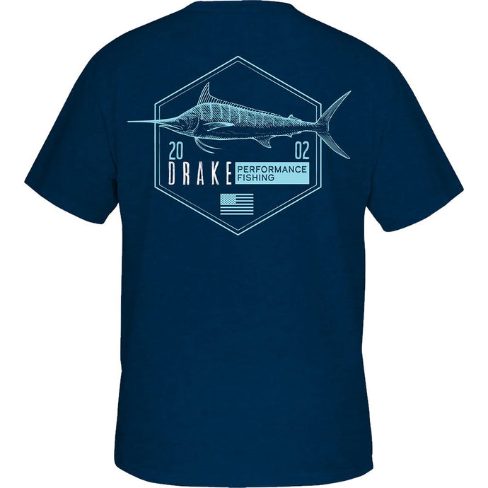 Drake Marlin Hexagon Short Sleeve T-Shirt featuring a marlin in the color blue.