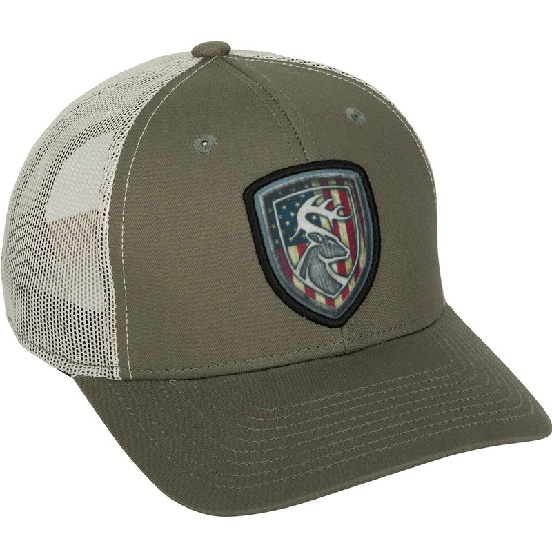 Load image into Gallery viewer, Drake Non-Typical Americana Shield Patch Mesh Back Cap Mens Hats- Fort Thompson

