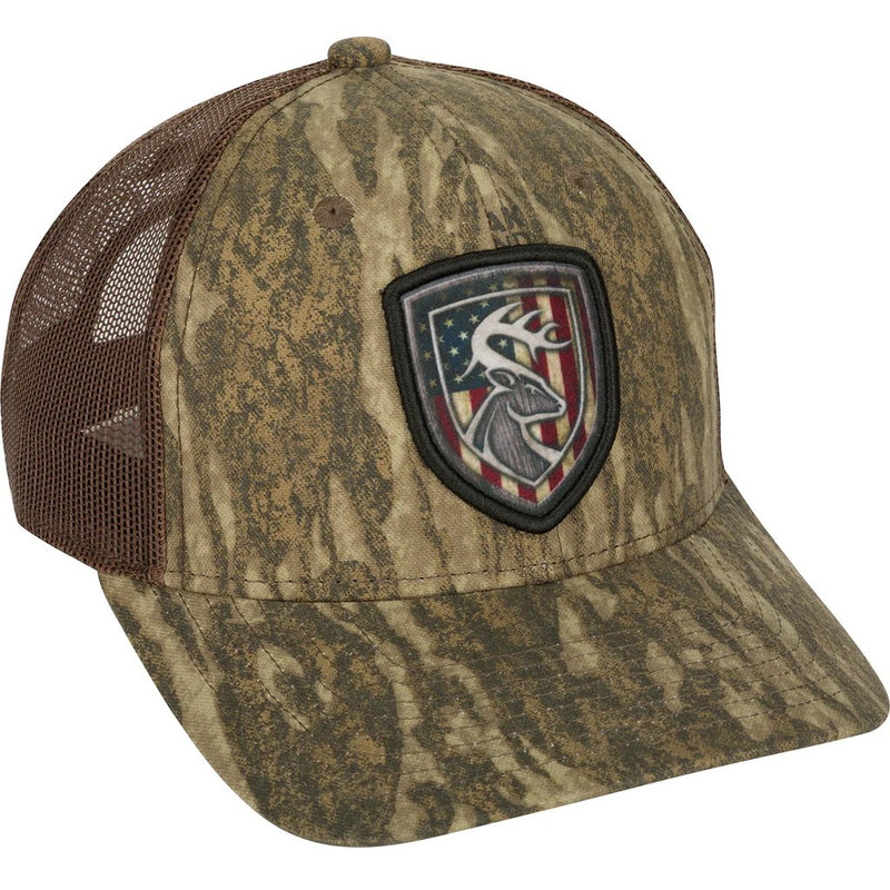 Load image into Gallery viewer, Drake Non-Typical Americana Shield Patch Mesh Back Cap Mens Hats- Fort Thompson

