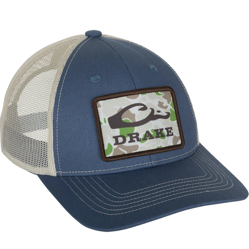 Load image into Gallery viewer, Drake Old School Patch 2.0 Mesh Back Cap in the color Medium Blue.
