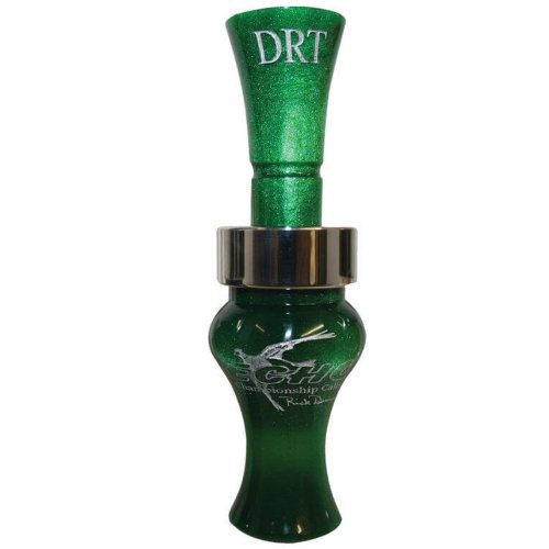 Load image into Gallery viewer, Echo DRT Double Reed Timber Duck Call in the color Pearl Green with the DRT Echo logo etched on the side.
