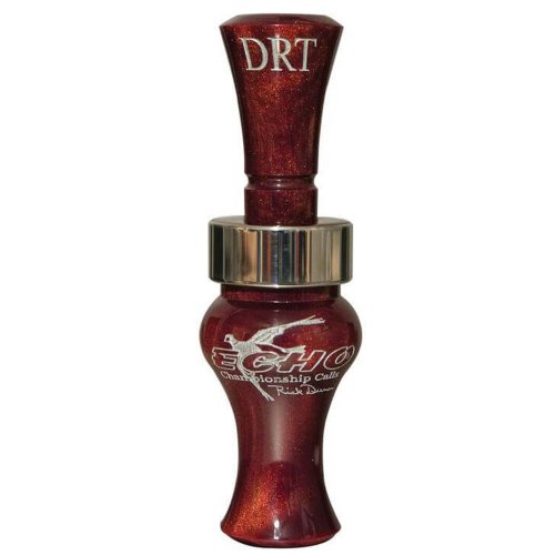 Load image into Gallery viewer, Echo DRT Double Reed Timber Duck Call in the color Black Cherry Pearl with the DRT Echo logo etched into the side.
