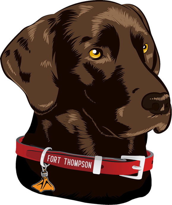 Fort Thompson Chocolate Lab Sticker - 3 Inch Stickers- Fort Thompson