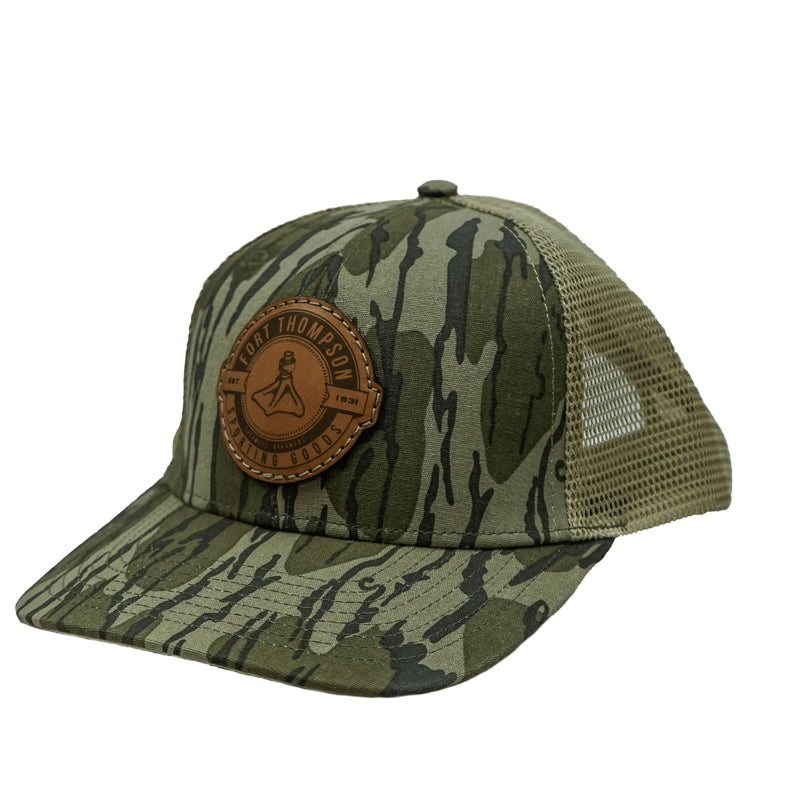 Load image into Gallery viewer, Fort Thompson Circle Leather Patch Trucker Hat FT Mens Hats- Fort Thompson

