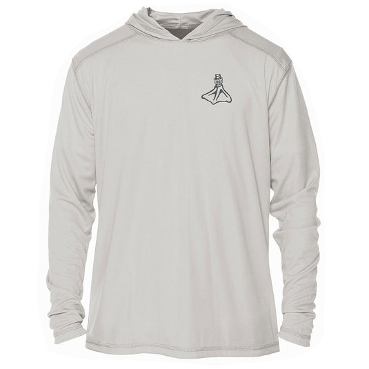 Front view of Fort Thompson Duck Foot SPF Hoodie in the color Pearl Grey.