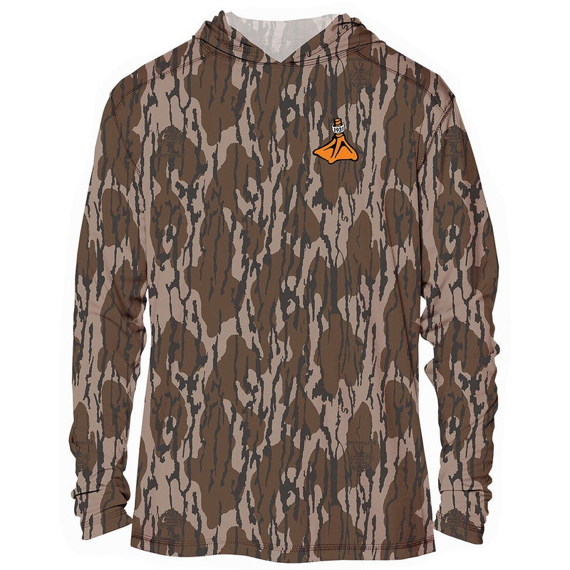Load image into Gallery viewer, Front view of Fort Thompson Duck Foot SPF Hoodie in the color Bottomland.
