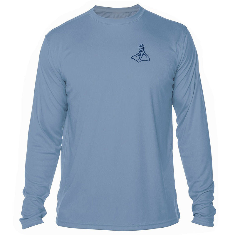 Load image into Gallery viewer, Front view of the Fort Thompson Duck Foot SPF Shirt in the color Columbia Blue
