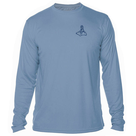 Front view of the Fort Thompson Duck Foot SPF Shirt in the color Columbia Blue