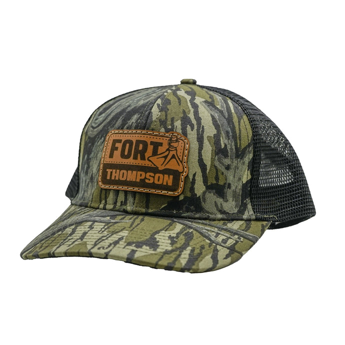 Fort Thompson Leather Rectangle Patch Trucker Hat FT Mens Hats- Fort Thompson