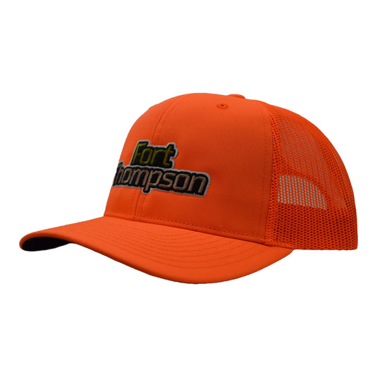 Fort Thompson Mesh Back Logo Cap Embroidered - Blaze Orange FT Mens Hats- Fort Thompson
