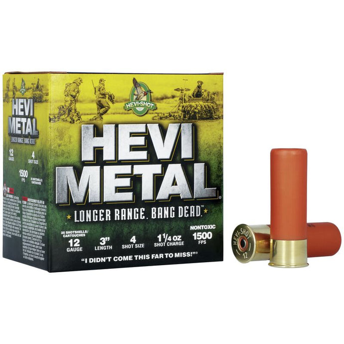 HEVI-Metal Longer Range 12 Gauge 4 Shot Size - Case Steel Shot- Fort Thompson
