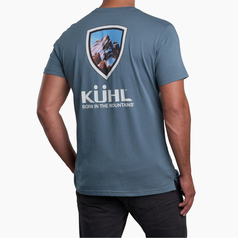 Load image into Gallery viewer, Kuhl Mountain T-Shirt in the color Deep Waters with a Kuhl logo.

