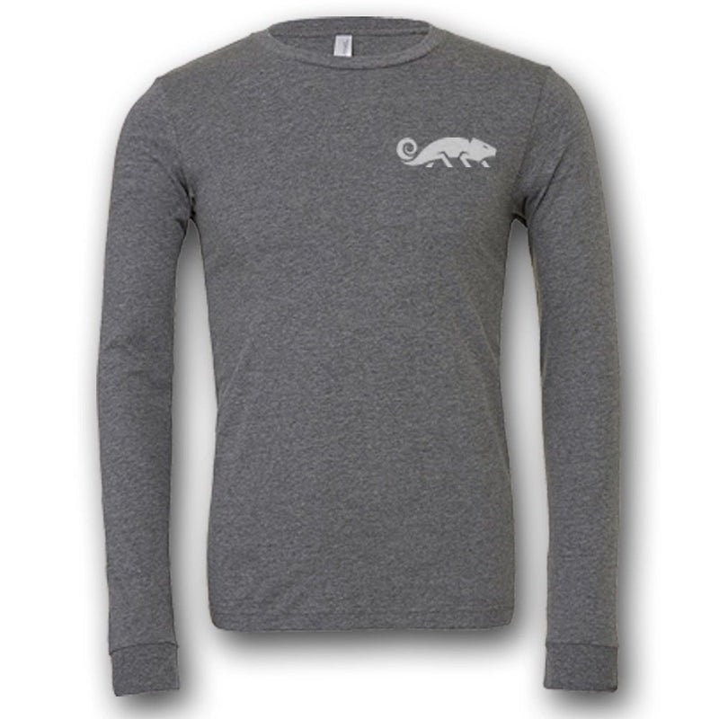 Load image into Gallery viewer, Front view of the Natural Gear Logo Long Sleeve Tee in Heather Charcoal featuring the Natural Gear logo.
