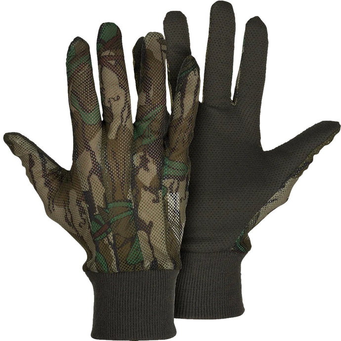 Ol' Tom Mesh Backed Gloves in the color Mossy Oak Greenleaf.