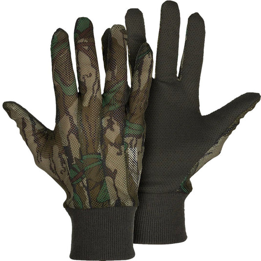 Ol' Tom Mesh Backed Gloves in the color Mossy Oak Greenleaf.