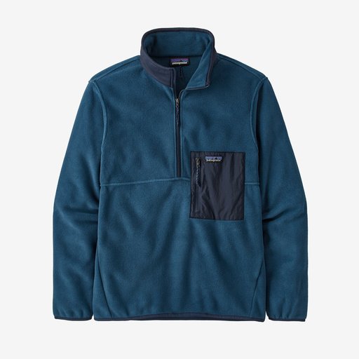 Patagonia Men's Microdini 1/2-Zip Fleece Pullover in the color Tidepool Blue.