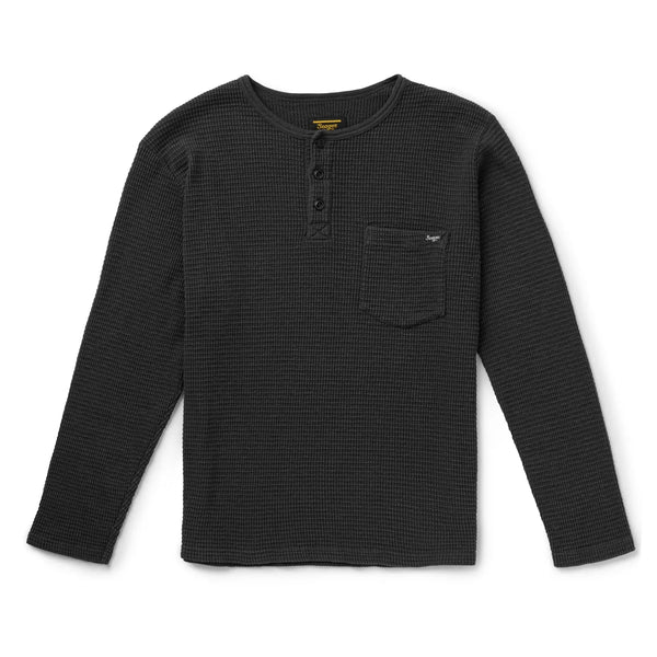 Seager Sawpit Henley LS Thermal Mens Shirt in the color Black