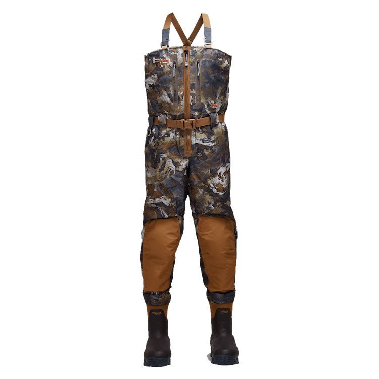 Load image into Gallery viewer, Sitka Delta Zip Waders front view in the color Timber.
