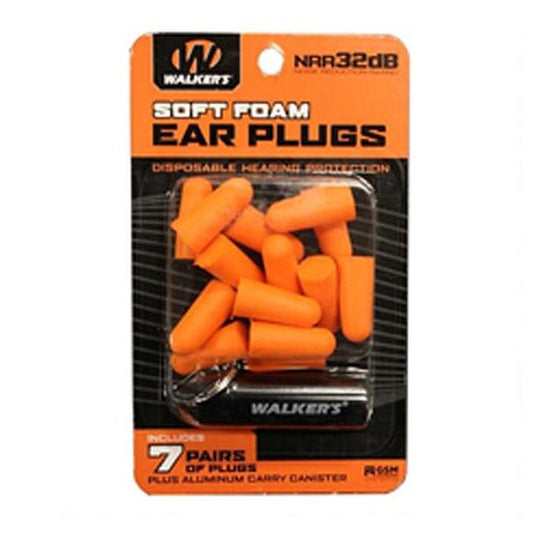 Walkers 7PR Foam Ear Plugs With Canister GWP-PLGCAN-OR Safety Gear- Fort Thompson